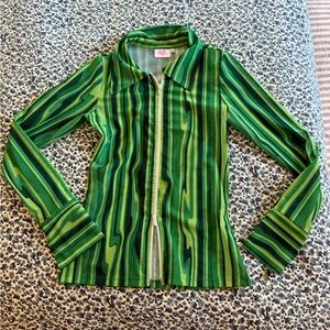 Green Striped Women's Blouse